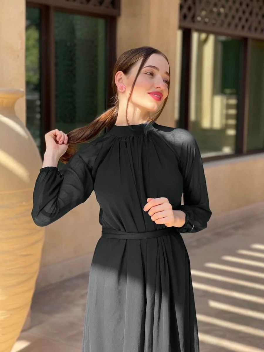 Black Stylish Chiffon Maxi