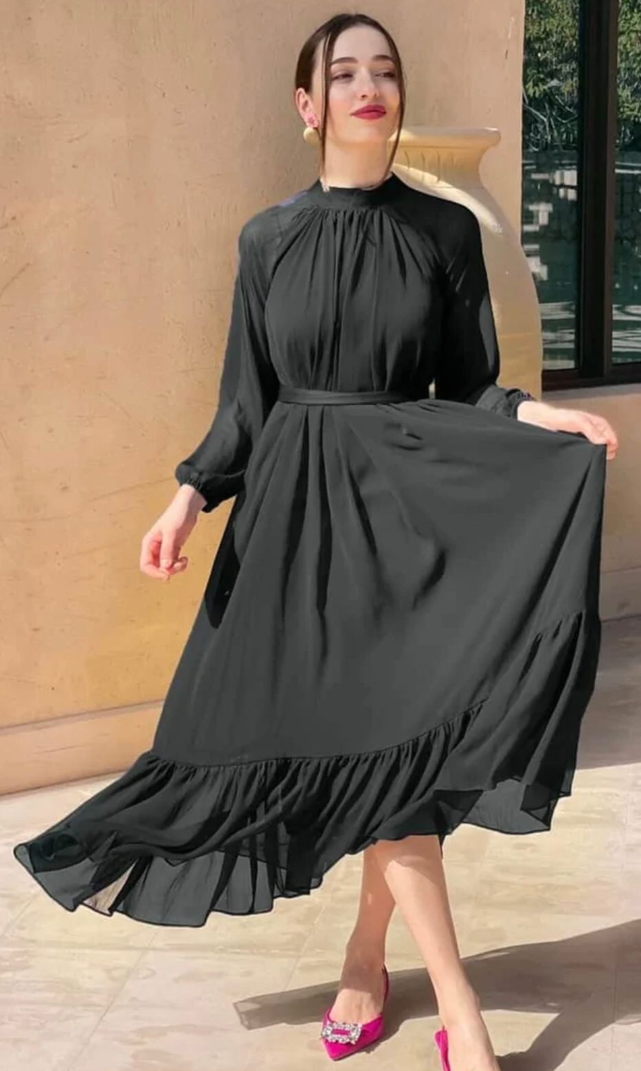 Black Stylish Chiffon Maxi