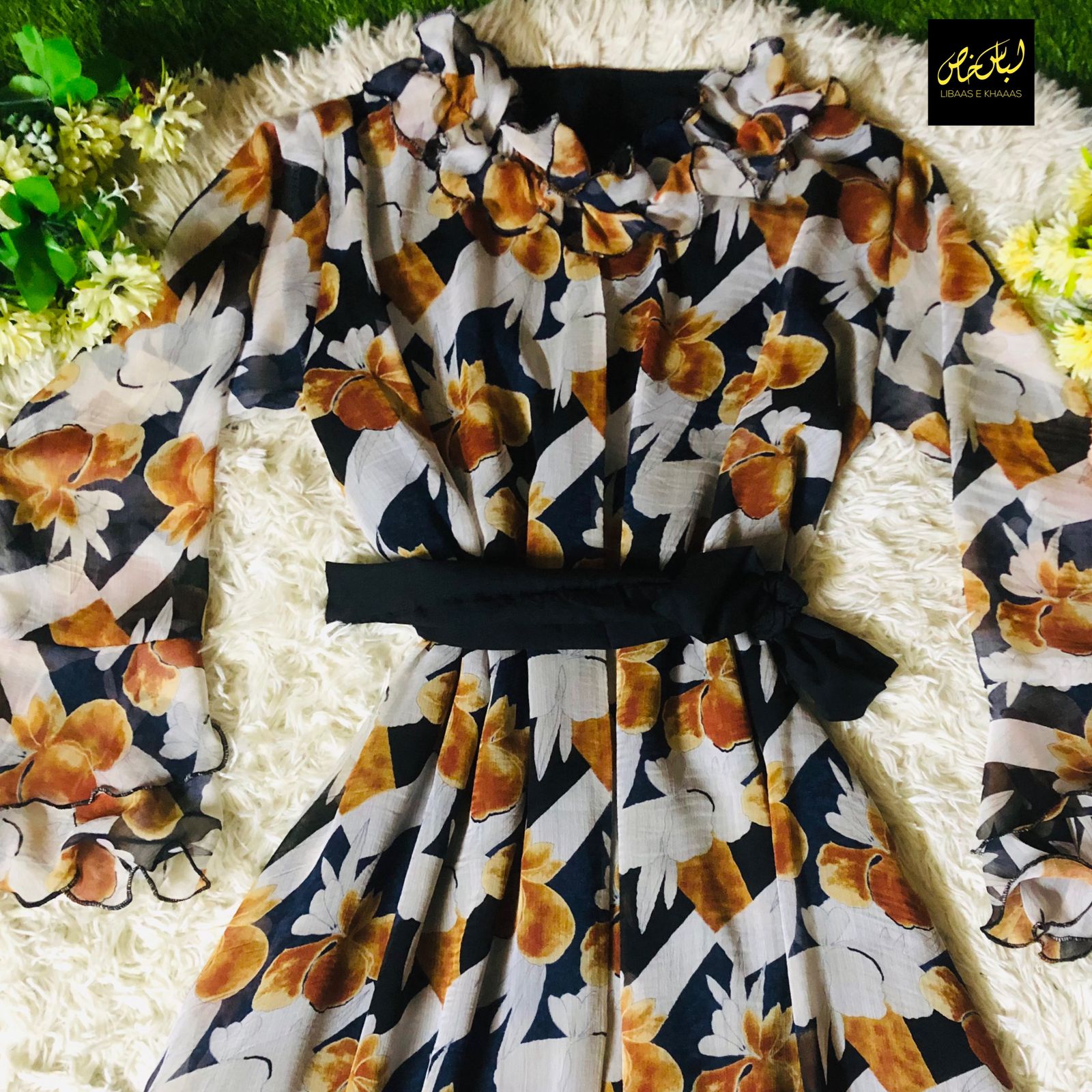 Queen Flaming Printed Chiffon Maxi