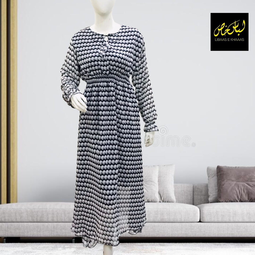CubeDot Printed Chiffon Maxi