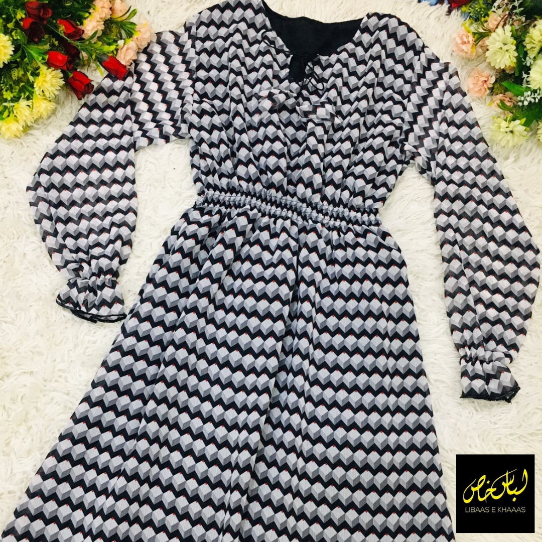 CubeDot Printed Chiffon Maxi