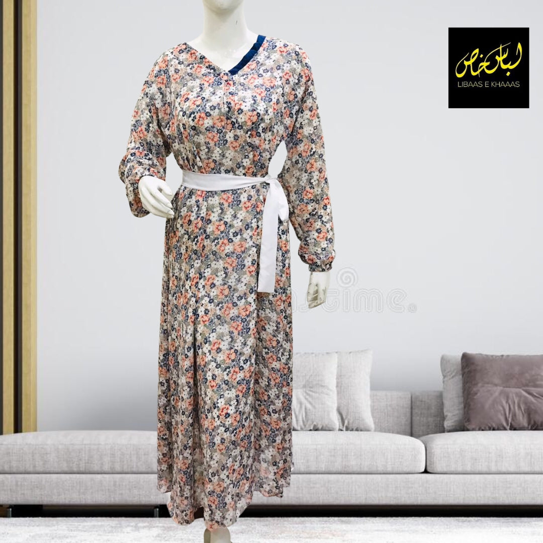 Lotus Printed Chiffon Maxi