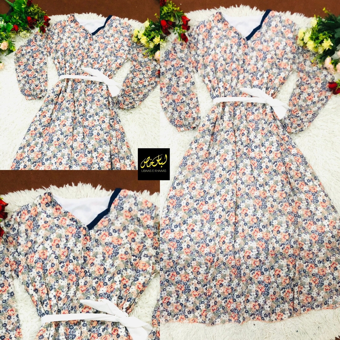 Lotus Printed Chiffon Maxi