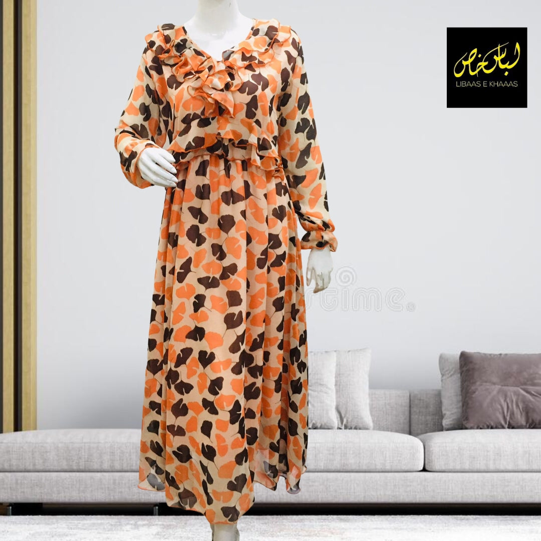 Ovate Printed Chiffon Maxi