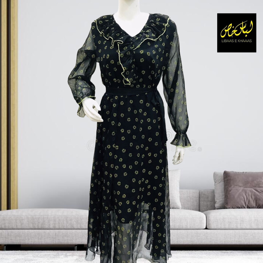 Chestnut Printed Chiffon Maxi